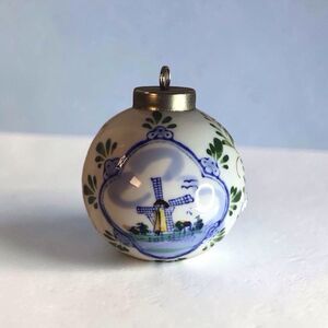 Vintage Holland Delft Blue And White Hand Painted Ornament